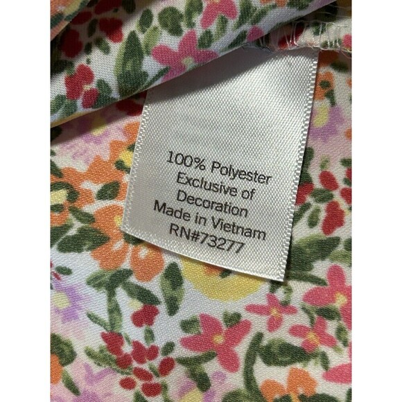 LC Lauren Conrad Blouse Top Multicolor Floral Print BOHO Peasant Keyhole Ties 1X - Picture 5 of 9